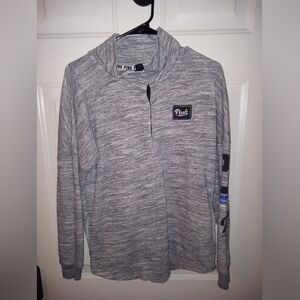 Victoria's secret Pink Button Down Pullover Hoodie XS Rainbow Patch/Logo